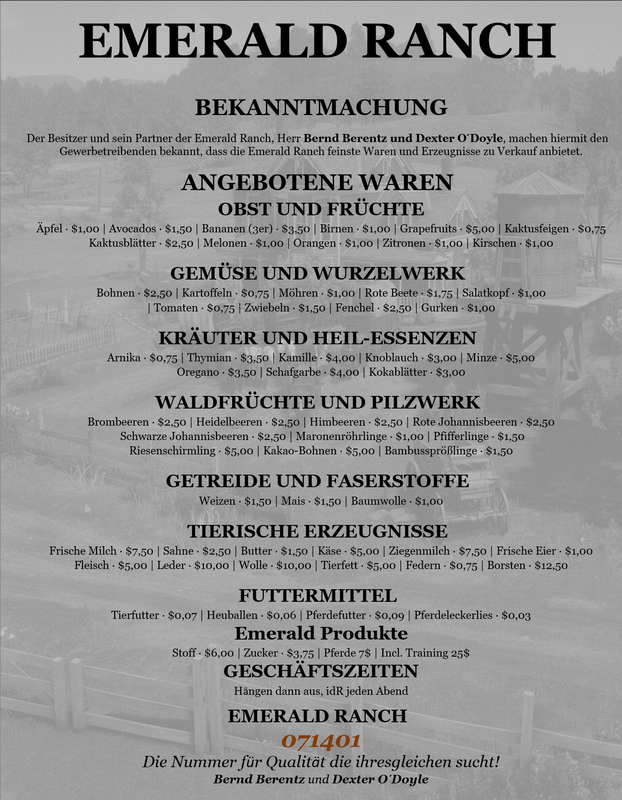 Aushang Preisliste