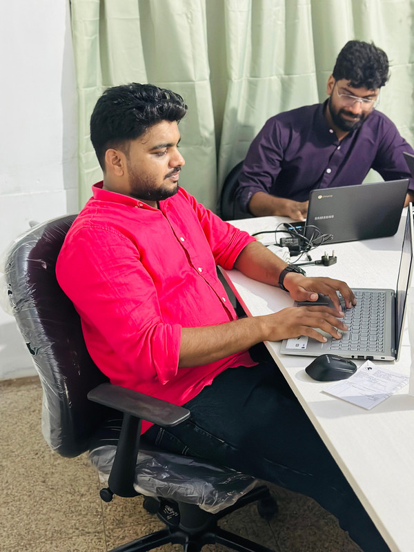 Muhammad Ansar working in his new office for Tahara.