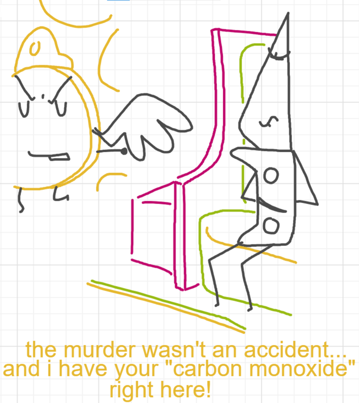 A panel from A Murder On The, episode six of the Board Boards object show by Furretwalk/WalkingFurret.
