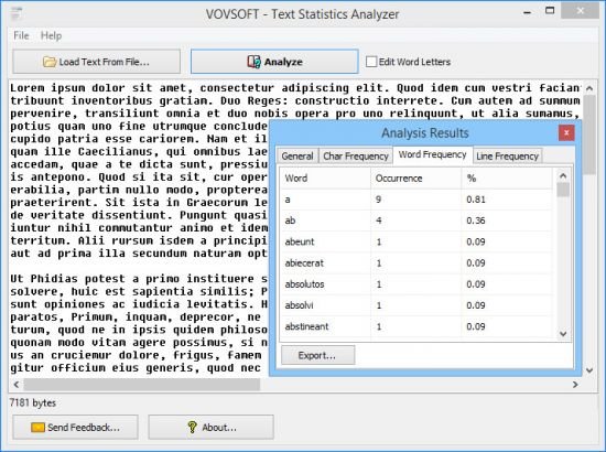 VovSoft Text Statistics Analyzer 2.6
