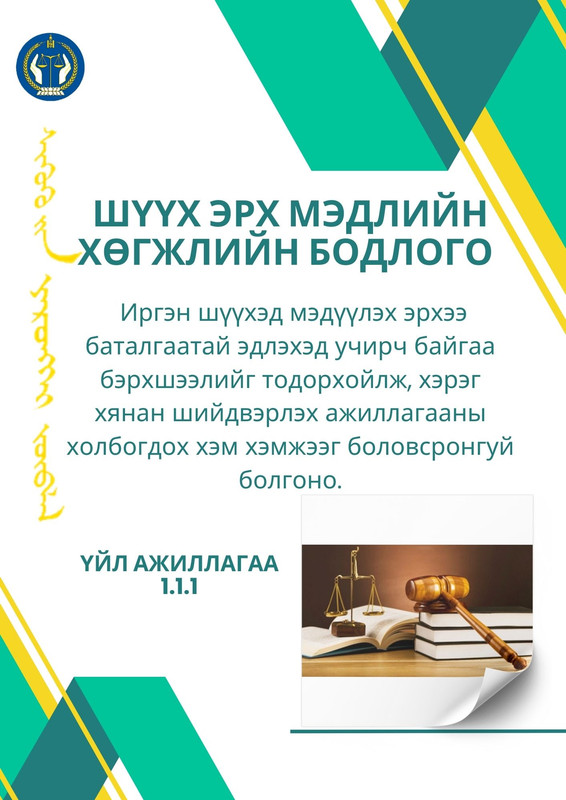 Шүүх эрх мэдлийн хөгжлийн бодлого: Үйл ажиллагаа 1.1.1
