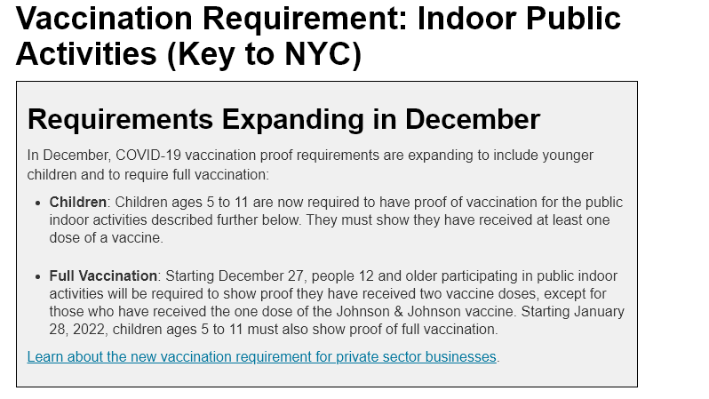 Requisito de vacunación: actividades públicas en interiores - Viajar a Nueva York - Foro Nueva York y Noreste de USA