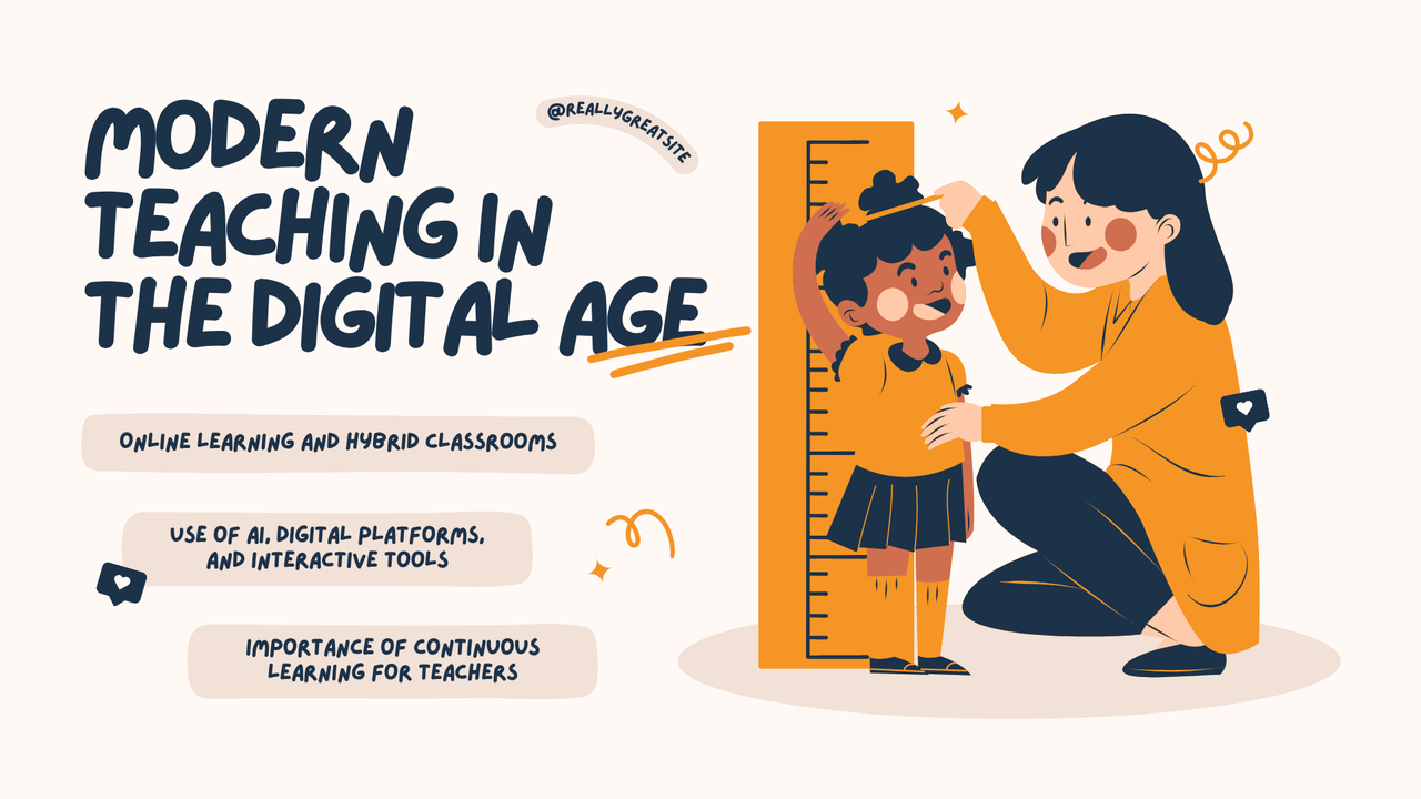 Blue Orange and Cream Illustrated Teacher's Day Presentation