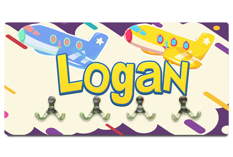 Personalised Coat Hanger Any Name Printed Wall Hooks Kids Childrens Bedroom 57