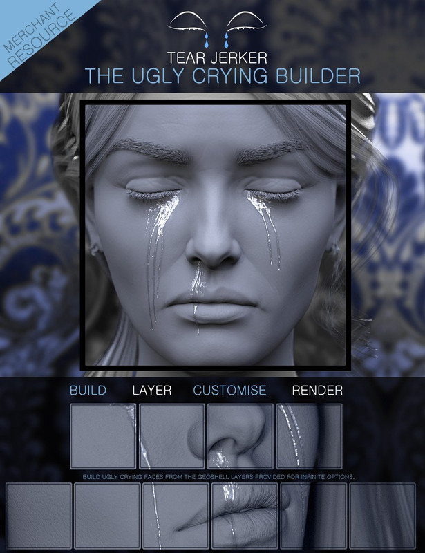 Tear Jerker the Ugly Crying Builder for Genesis 3, 8 and 8.1 Females Merchant Resource Tear Jerker the Ugly Crying Builder for Genesis 3, 8 and 8.1 Females Merchant Resource