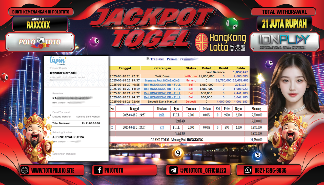 POLOTOTO JACKPOT TOGEL PASARAN HONGKONG Rp.21.000.000,-