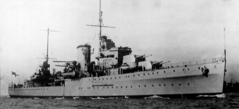 El crucero ligero HMS Ajax perteneciente a la Royal Navy