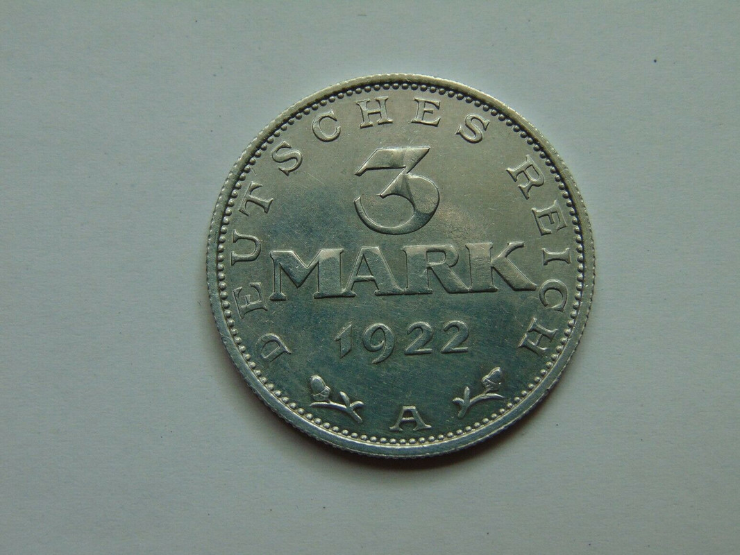 República de Weimar -  Monedas de sustitución e inflación 1919 - 1923 3m-1922c