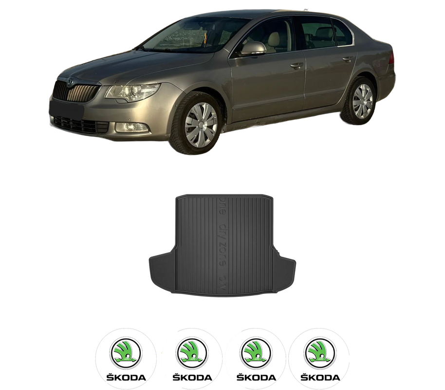 Tavita Portbagaj SKODA SUPERB II Estate (3T5) din 2009-2015, Protectie Portbagaj Auto, 4x Stickere auto cu SKODA