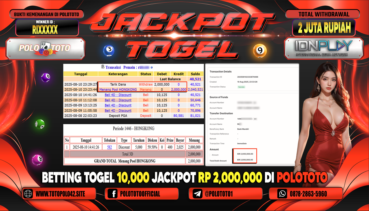 POLOTOTO JACKPOT TOGEL HONGKONG LOTTO Rp.2.000.000,-LUNAS