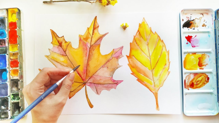 Easy Autumn Leaves, Fall Leaves - A Watercolor Project For Beginners