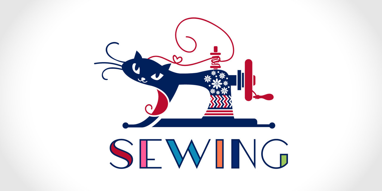 Creative Cat Crafting Sewing Machine Logo