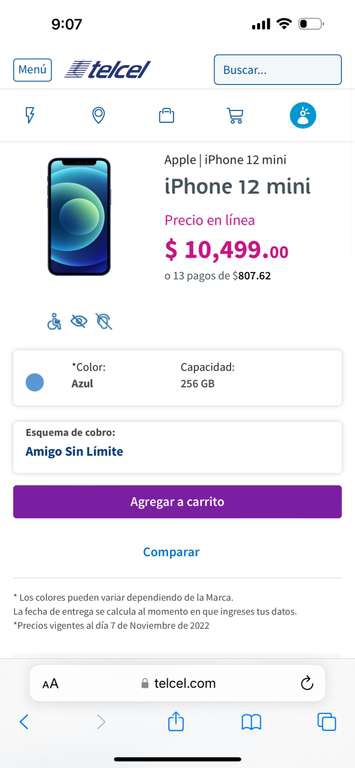 iPhone 12 Mini 256gb - Telcel en Línea | Pagando con Amex 
