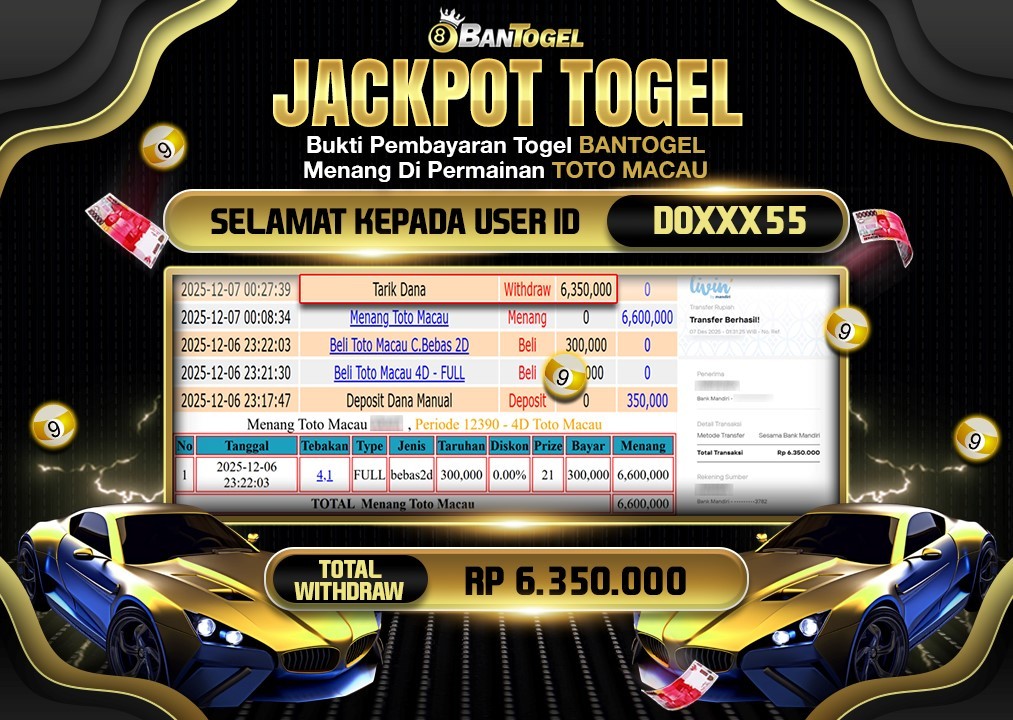 BUKTI JACKPOT LUNAS BANTOGEL