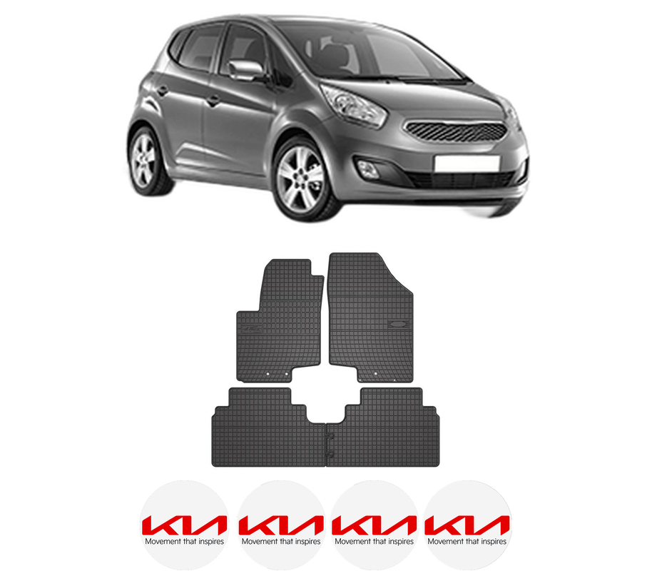 Set covorase presuri KIA VENGA (YN) din 2010-2019, auto, din cauciuc thermoplastic, 4 Stickere auto cu KIA