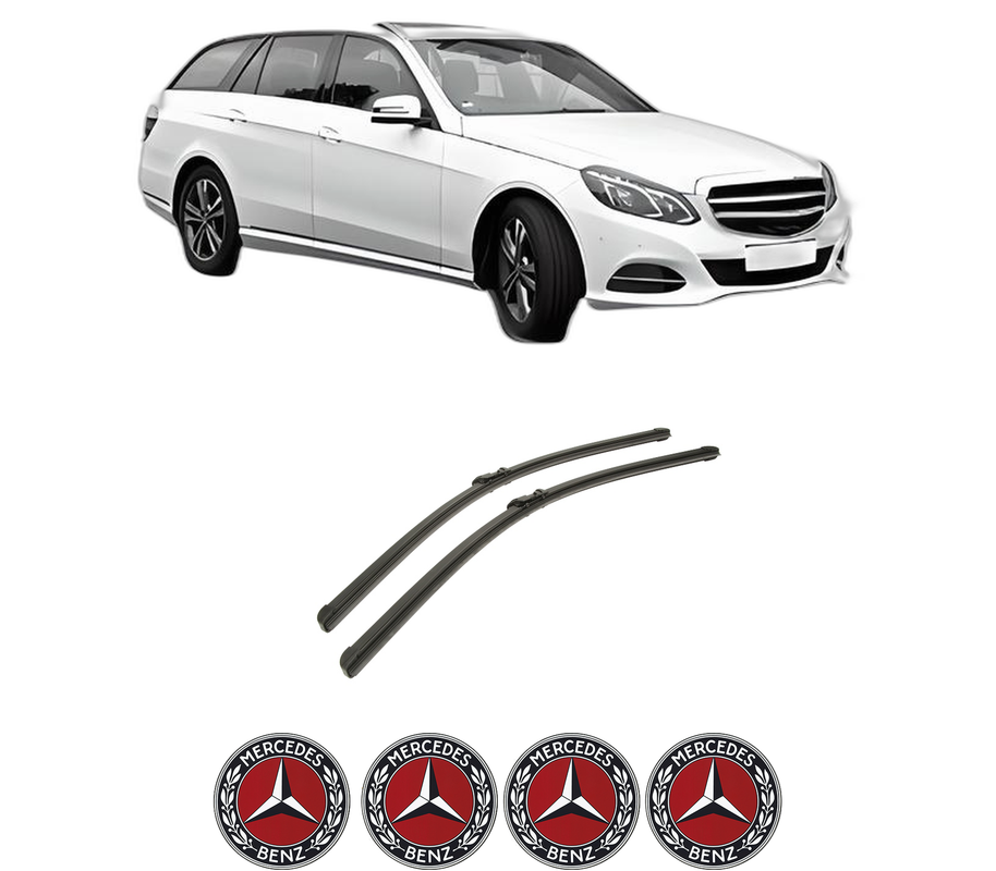 Set stergatoare auto MERCEDES-BENZ E-CLASS T-Model (S212) din 2009-2016, pentru parbriz auto, 2 bucati, Bosch Aerotwin, din cauciuc siliconat rezistent, 4 Stickere Auto MERCEDES-BENZ