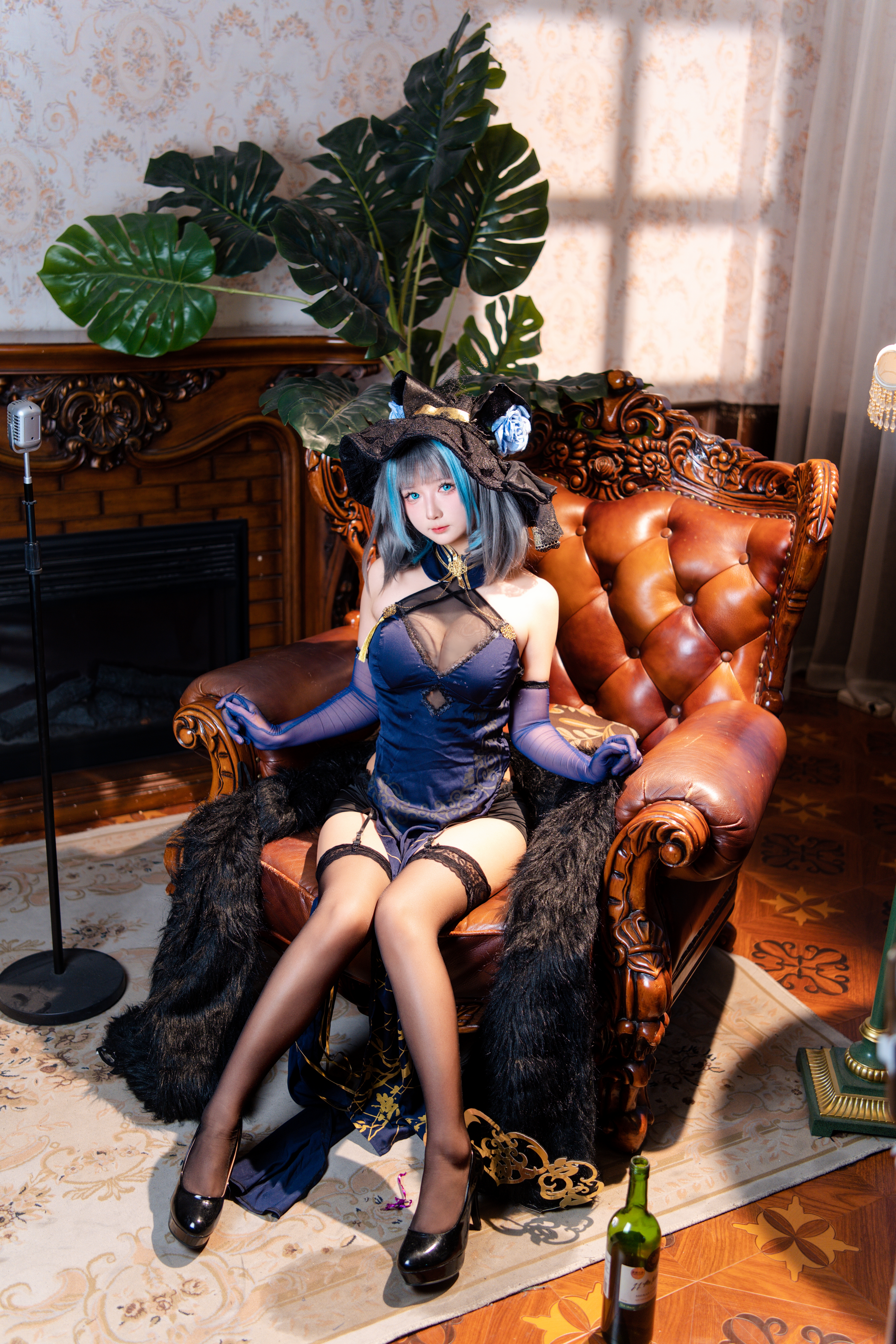 喜欢爱理吗COS二次元写真：柴郡旗袍高清图集（36P-453.8M）插图3