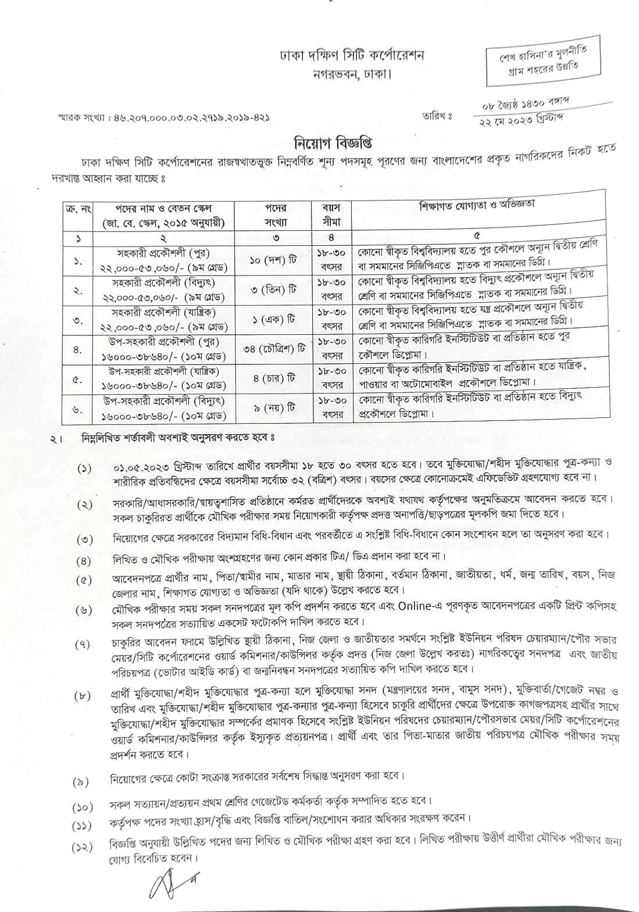DSCC Job Circular 2023