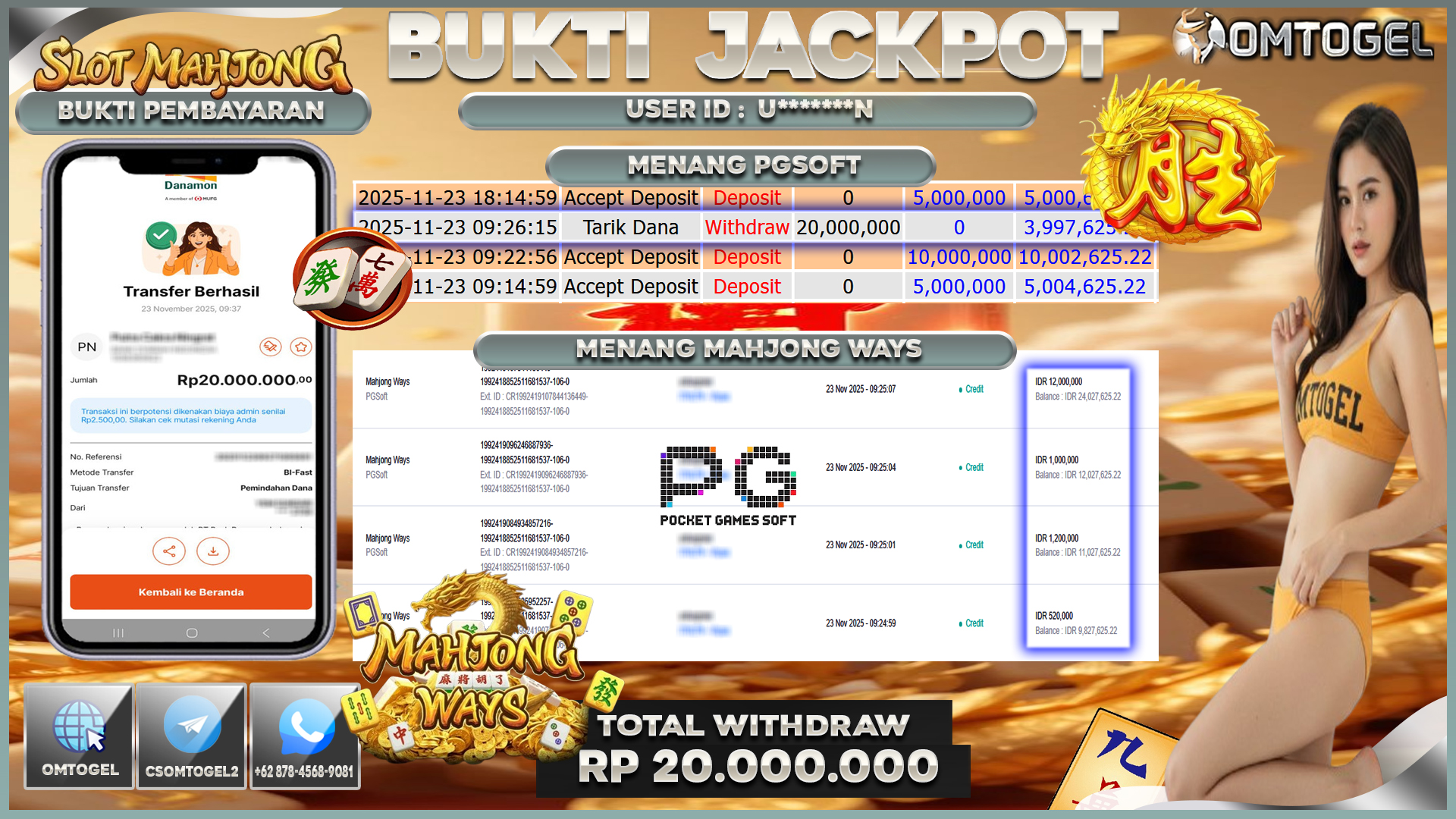 OMTOGEL JACKPOT PGSOFT MAHJONG WAYS  ,20 JUTA DI BAYAR LUNAS ,-