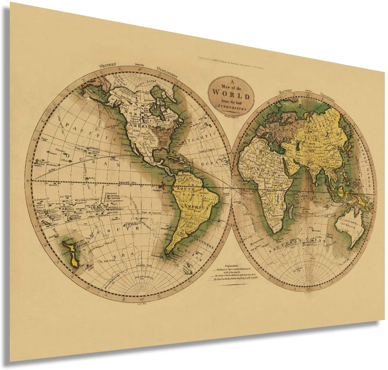 Vintage World Map Poster Prints Wall Hanging Art