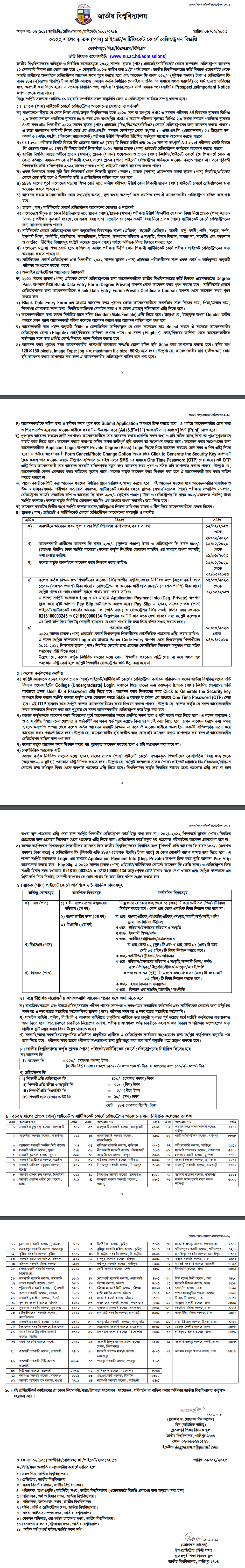 Degree Private 1st Year Registration Card Issue Notice 2023