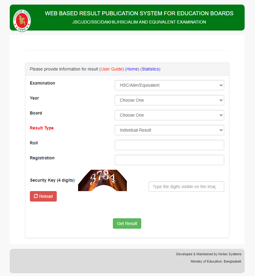 hsc result 2023 web based system
