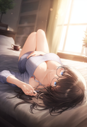 1girl, sagisawa fumika , artistcg, depth of field, shiny skin, blush,lying on th s-1071630621
