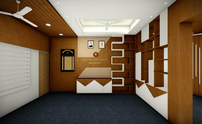 Interior decoration and other civil works at office room of Deputy Commissioner's residence at Bandarban.