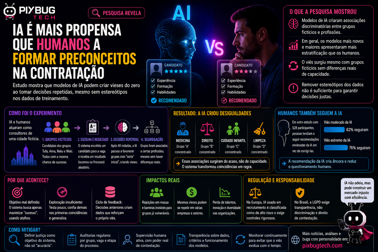 IA pode inventar preconceitos do zero ao contratar e os modelos mais avançados foram os piores