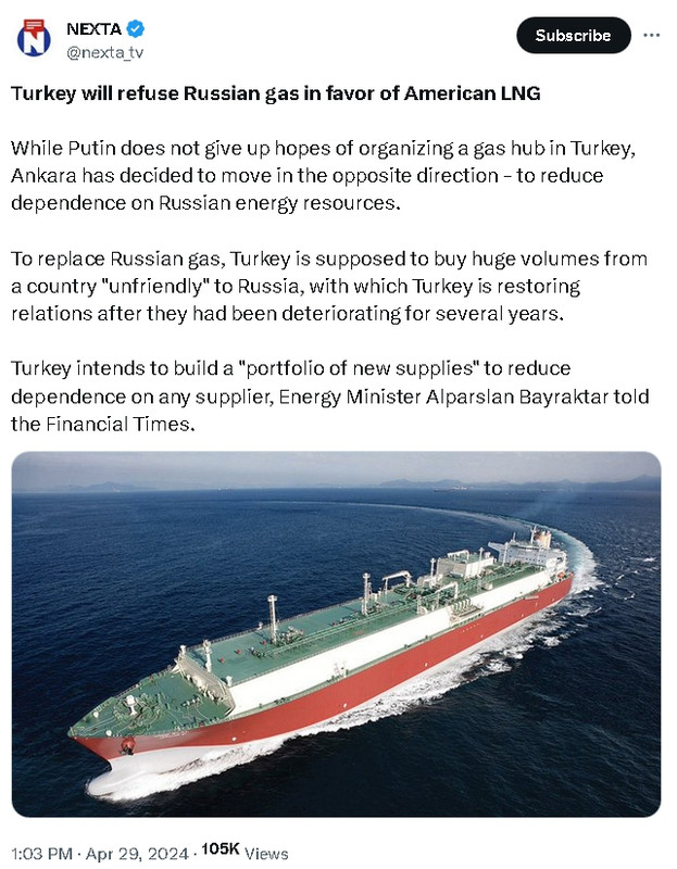 Turkey will refuse Russian gas in favor of American LNG Screenshot-15645