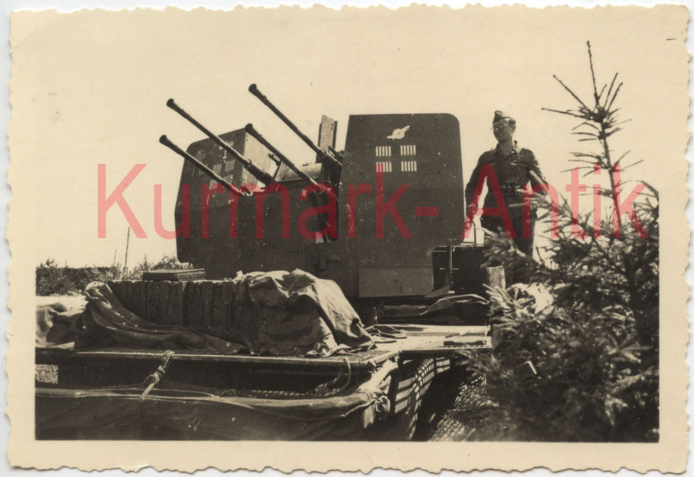 Foto Wehrmacht Panzer 2x4cm Flak auf Halbkette super Abschuß Bilanz