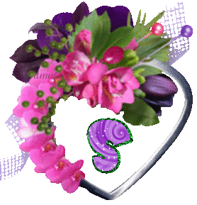 Corazón con Flores Violeta-Lila  S