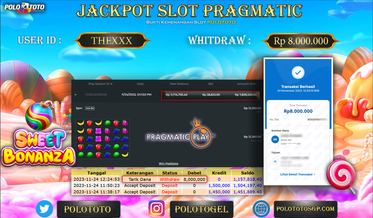 BUKTI PEMBAYARAN JACKPOT DIPOLOTOTO DIBAYAR LUNAS!!!