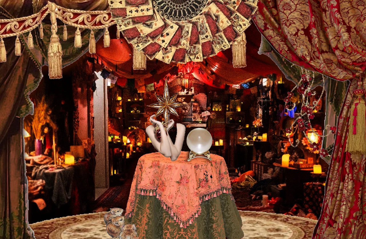 Inside the fortune teller's tent