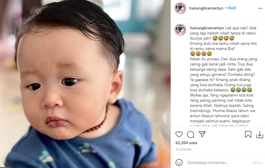 Unggahan Hanung Bramantyo di akun instagram pribadinya.