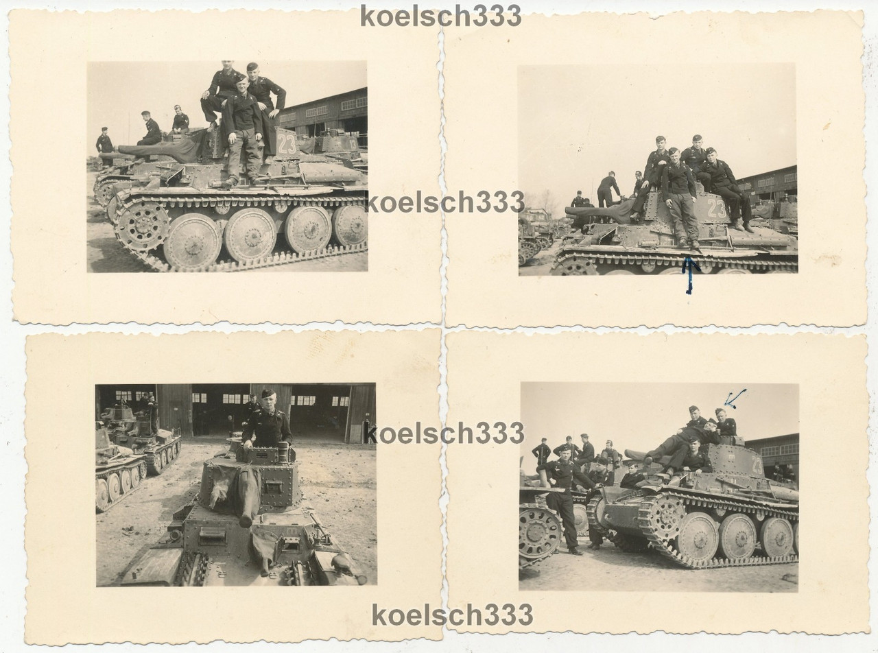 4 Fotos Panzermänner vom Panzer Reg 21 am Panzer 38(t) in Ohrdruf 20 PD