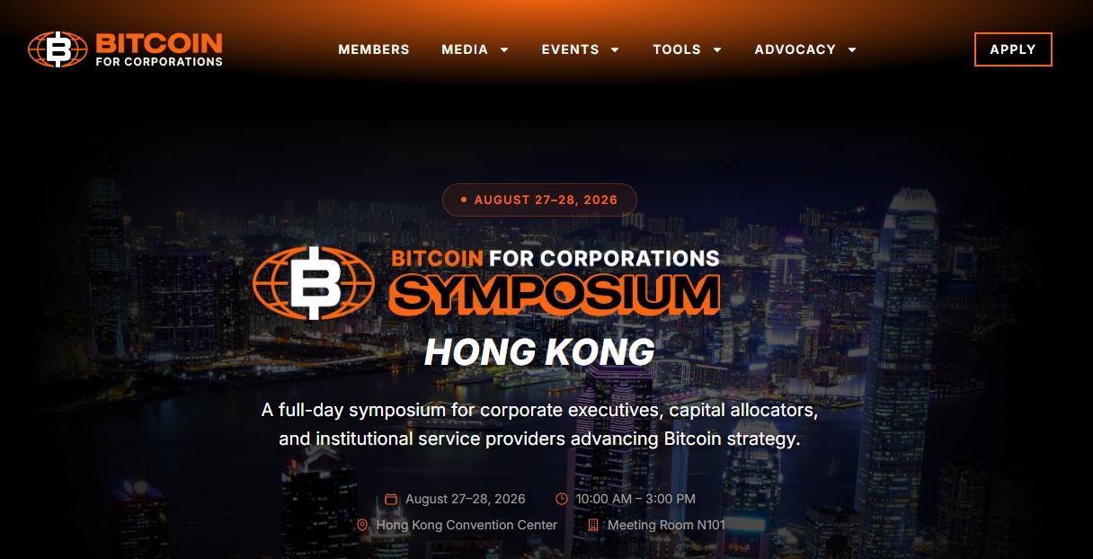 Bitcoin for Corporations Symposium – Hong Kong 2026 event banner