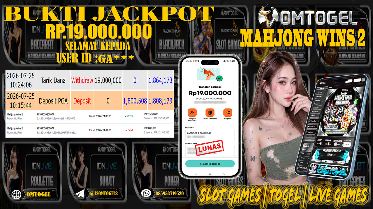 OMTOGEL JACKPOT PG SOFT MAHJONG WINS 2 Rp,19,000,000,- DIBAYAR LUNAS