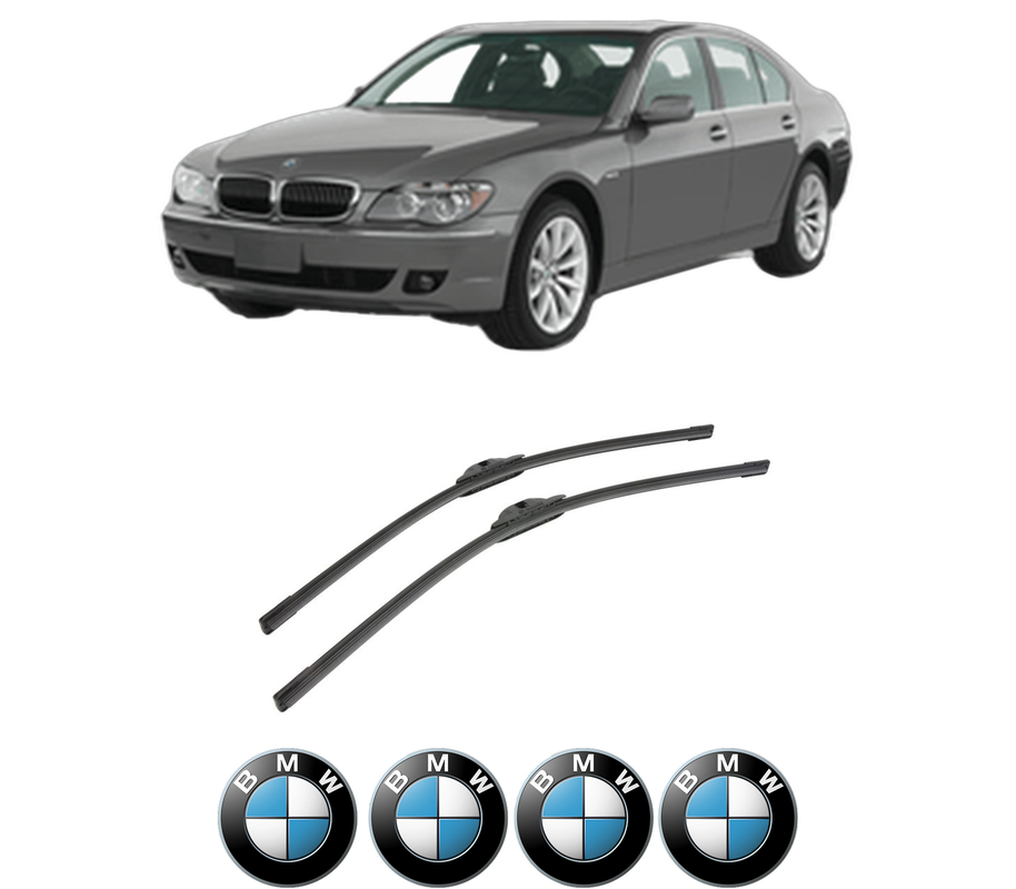 Set stergatoare auto BMW Seria 7 (E65, E66, E67) din 2005-2008, pentru parbriz auto, 2 bucati, Bosch Aerotwin, din cauciuc siliconat rezistent, 4 Stickere Auto BMW Seria