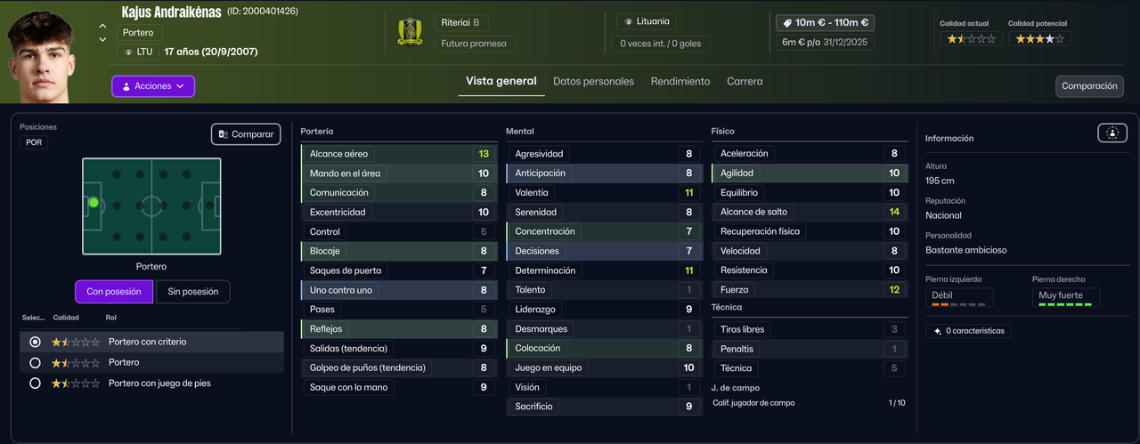 Kajus Andraikenas POR sub 19 2025