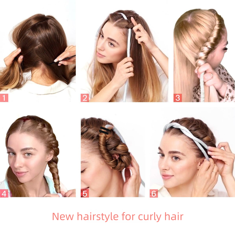 2-PCS Black Heatless Hair Curler Set Extra Long Overnight Soft Ribbon for Natural Big Waves Damage-Free Professional Home Styling Solution for Local Women