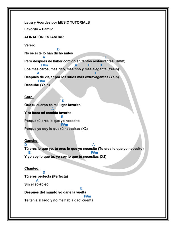 Cómo tocar FAVORITO de CAMILO en Guitarra (Tutorial + PDF GRATIS) ⋆ Music  Tutorials