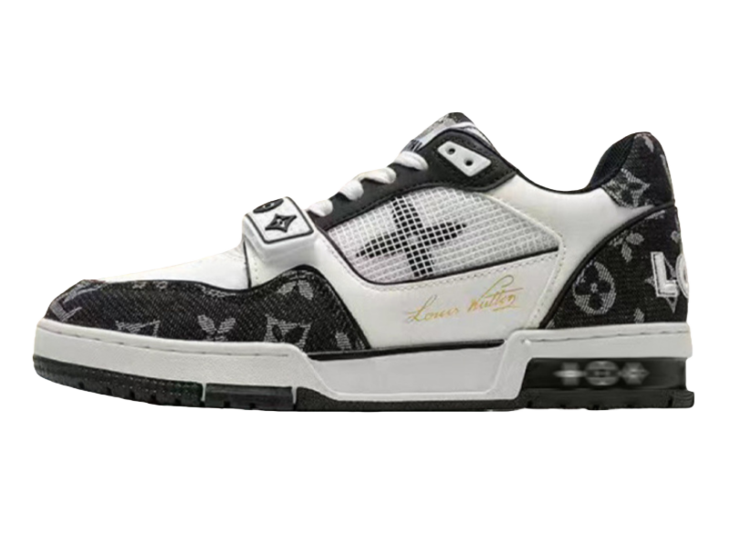 LV Trainer Velcro Strap Monogram Denim Black White
