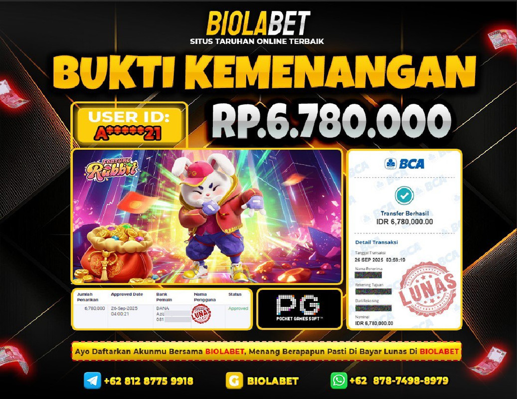 BIOLABET JACKPOT PG Soft Rp.6.780.000.,- LUNAS
