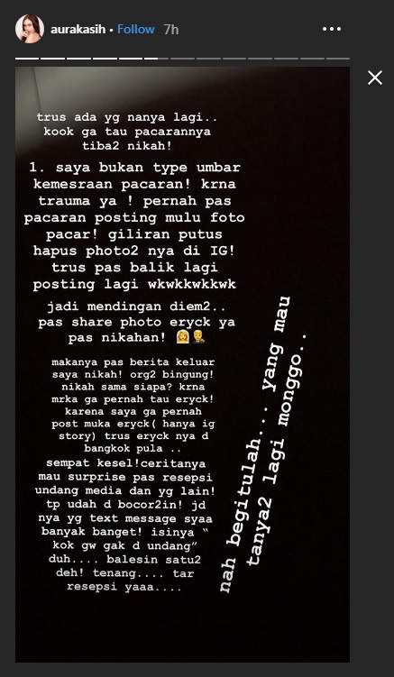 Aura Kasih beri alasan kenapa tak ekspos Eryck saat pacaran