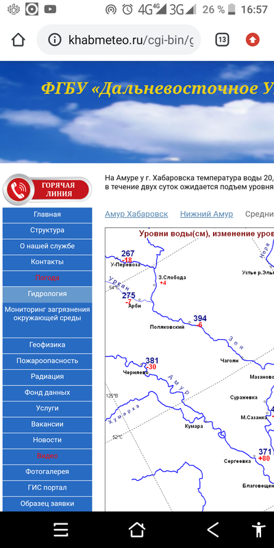 Уровень среднего амура карта на сегодня