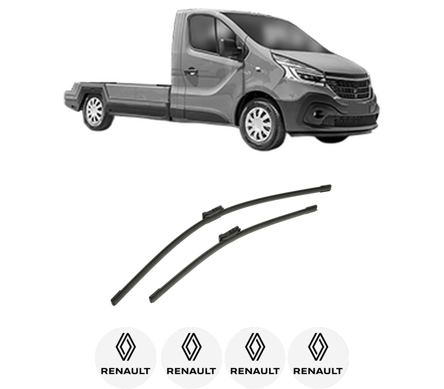 Set stergatoare auto RENAULT TRAFIC III Platform/Chassis (EG_) din 2014-2023, pentru parbriz auto, 2 bucati, Bosch Aerotwin, din cauciuc siliconat rezistent, 4 Stickere Auto RENAULT
