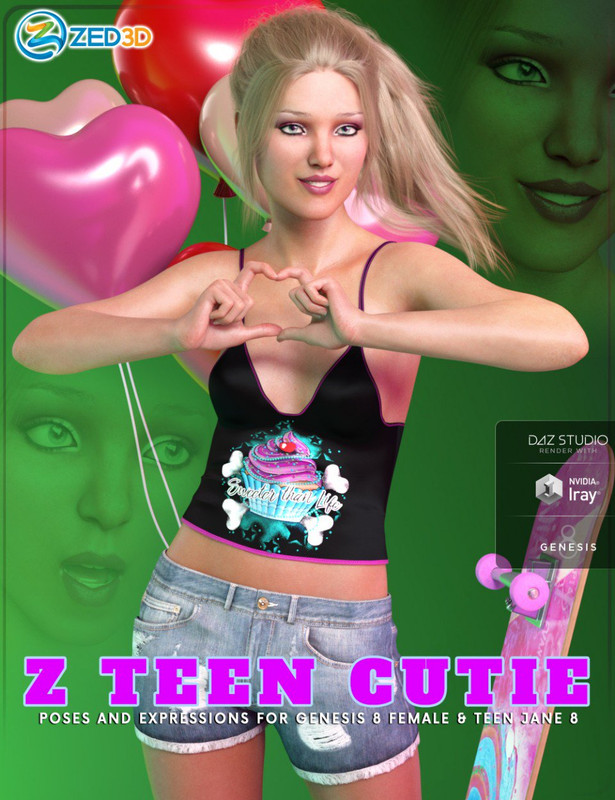 Z Teen Cutie Poses and Expressions for Genesis 8 Female and Teen Jane 8