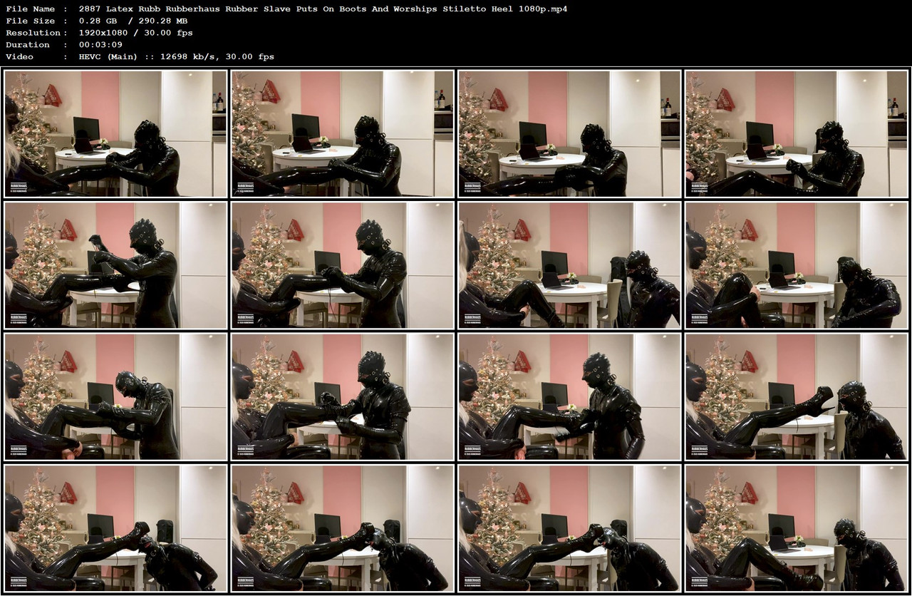 2887 Latex Rubb Rubberhaus Rubber Slave Puts On Boots And Worships Stiletto Heel 1080p mp4