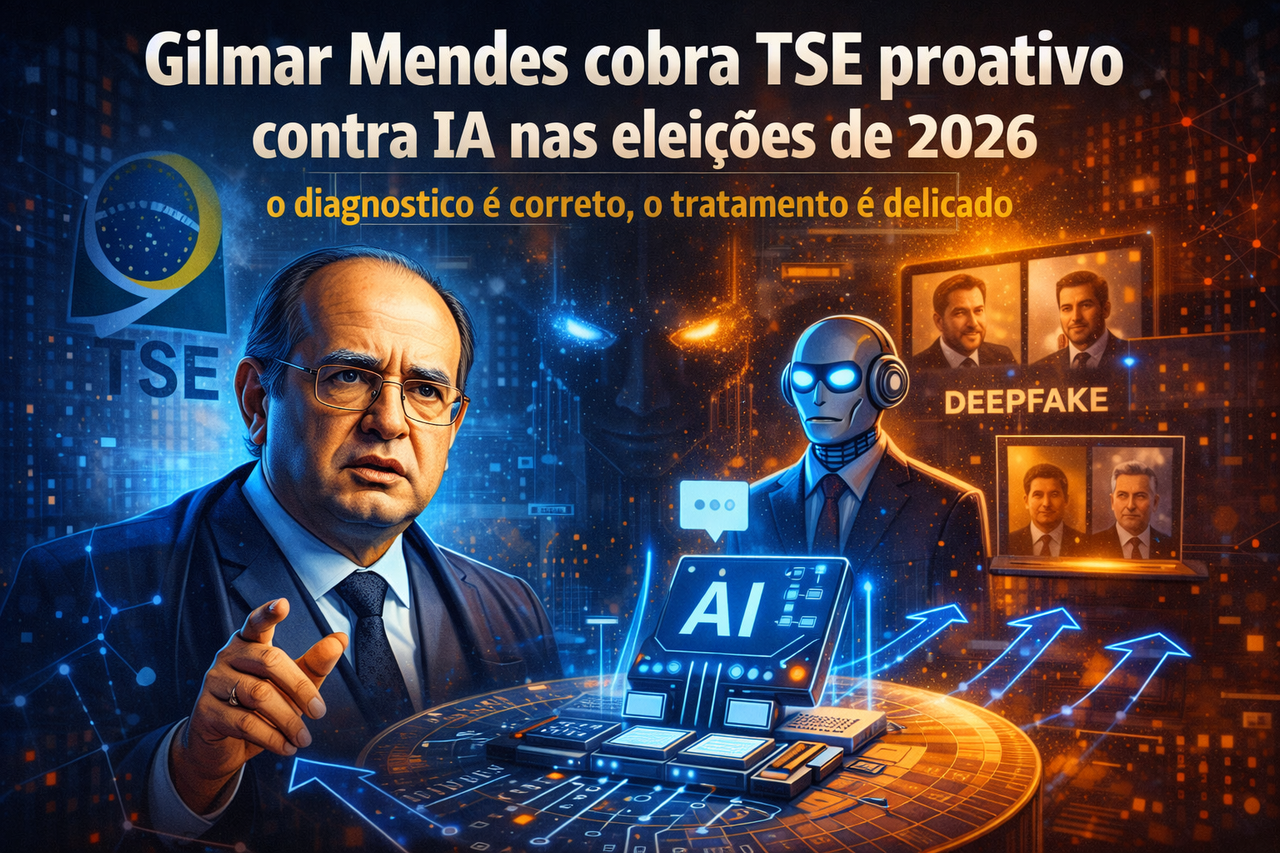 Gilmar Mendes cobra TSE proativo contra IA nas eleições 2026 — e acerta no diagnóstico, mas o caminho é complexo